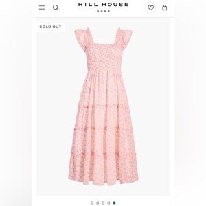 HILL HOUSE Ellie Nap Dress in Pansy in Pink Multi Georgette, Size L